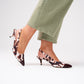 Love Laura Burgundy Toe Kitten Heel In Cow Print