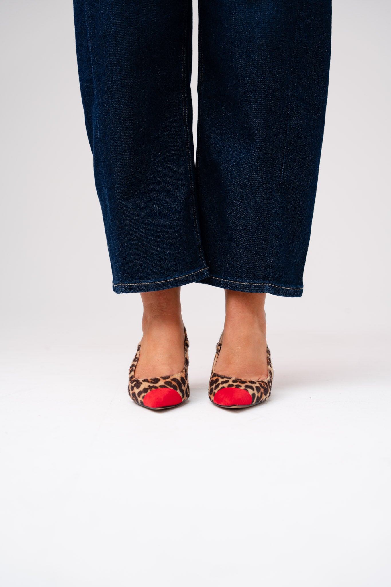 Love Laura Red Toe Kitten Heel In Leopard Print