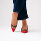 Love Laura Red Toe Kitten Heel In Leopard Print