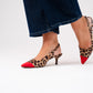 Love Laura Red Toe Kitten Heel In Leopard Print