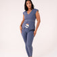 Love Laura Cream Trim Leggings In Navy