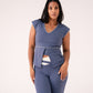 Love Laura Cream Trim Leisure Top In Navy