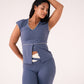 Love Laura Cream Trim Leisure Top In Navy