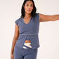 Love Laura Cream Trim Leisure Top In Navy