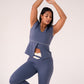 Love Laura Cream Trim Leggings In Navy