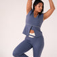 Love Laura Cream Trim Leggings In Navy