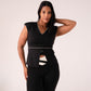 Love Laura Cream Trim Leisure Top In Black