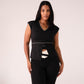 Love Laura Cream Trim Leisure Top In Black