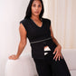 Love Laura Cream Trim Leggings In Black
