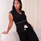 Love Laura Cream Trim Leisure Top In Black