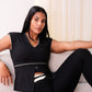 Love Laura Cream Trim Leisure Top In Black