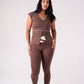 Love Laura Cream Trim Leisure Top In Chocolate