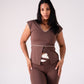 Love Laura Cream Trim Leisure Top In Chocolate