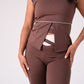 Love Laura Cream Trim Leisure Top In Chocolate