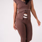 Love Laura Cream Trim Leggings In Chocolate