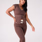 Love Laura Cream Trim Leggings In Chocolate