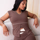 Love Laura Cream Trim Leisure Top In Chocolate