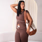 Love Laura Cream Trim Leisure Top In Chocolate