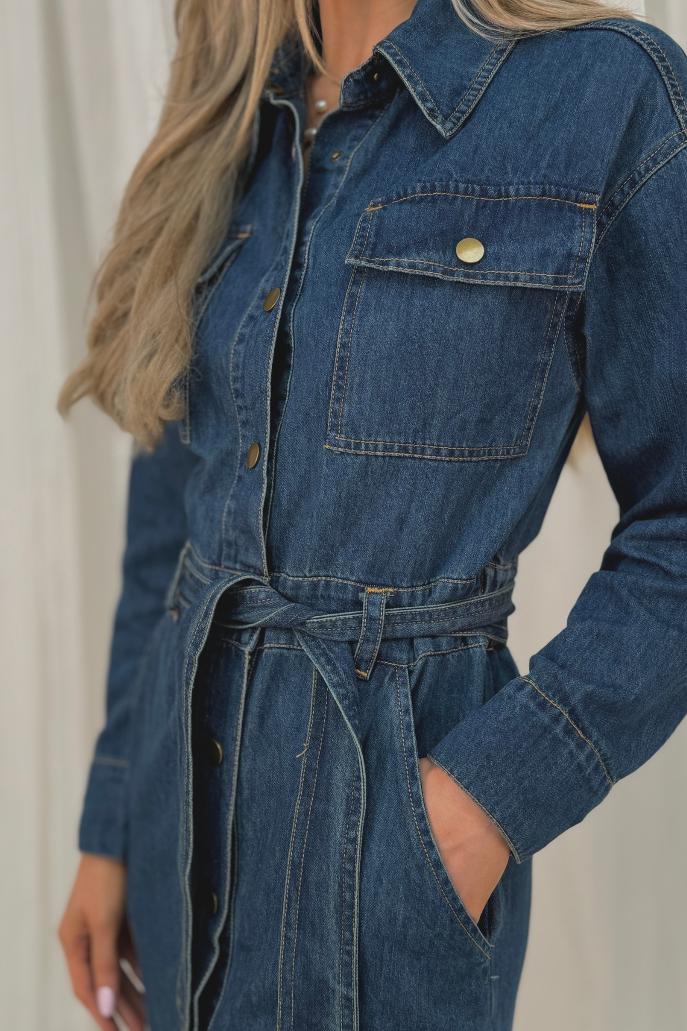 Holly Denim Shirt Dress In Dark Wash