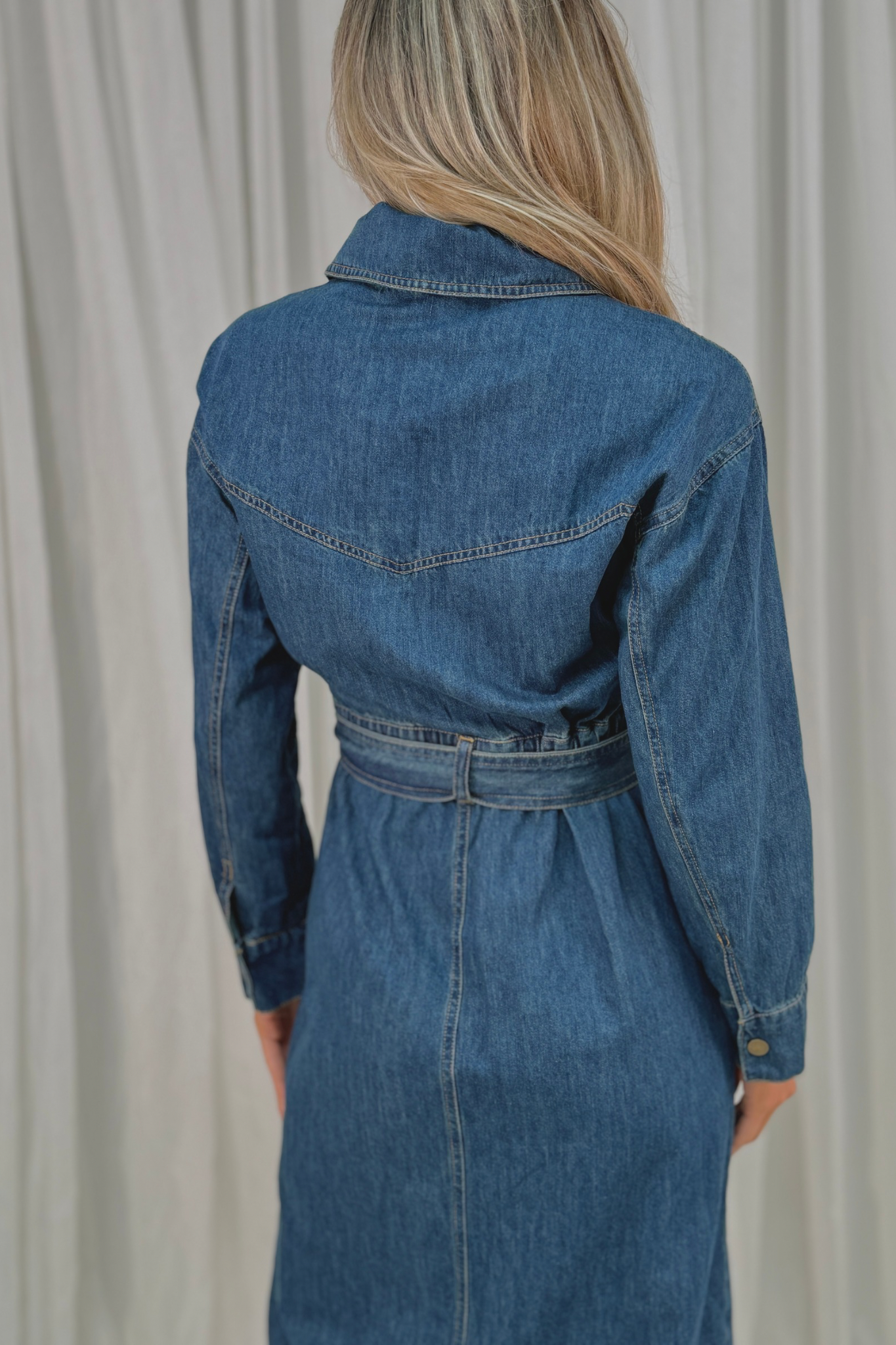 Holly Denim Shirt Dress In Dark Wash