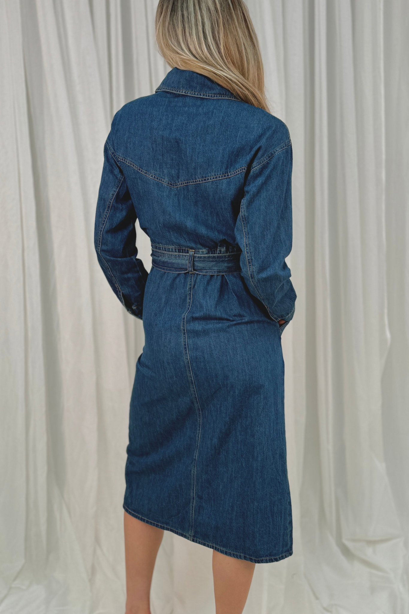 Holly Denim Shirt Dress In Dark Wash