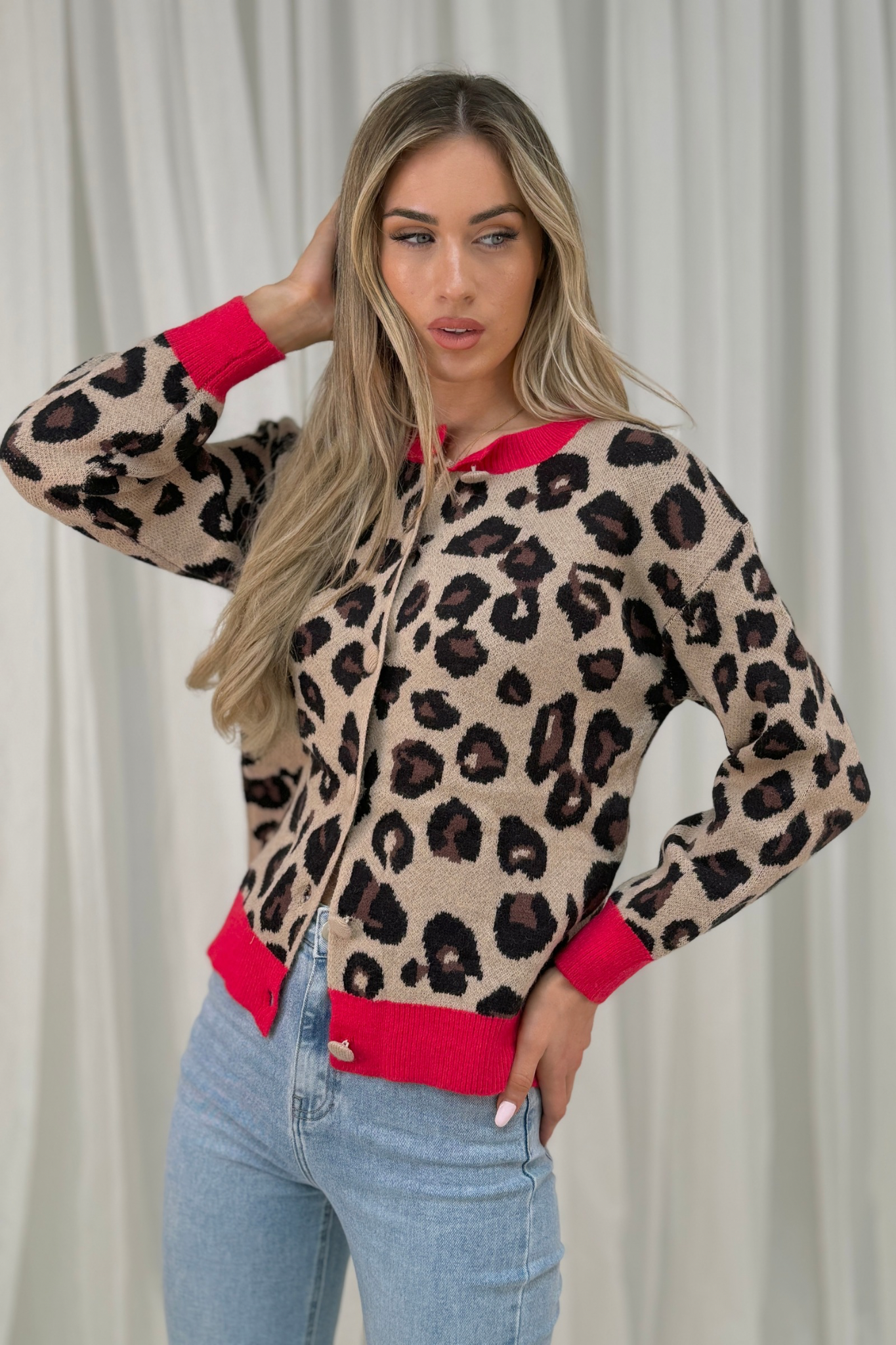 Millie Textured Jacket In Leopard