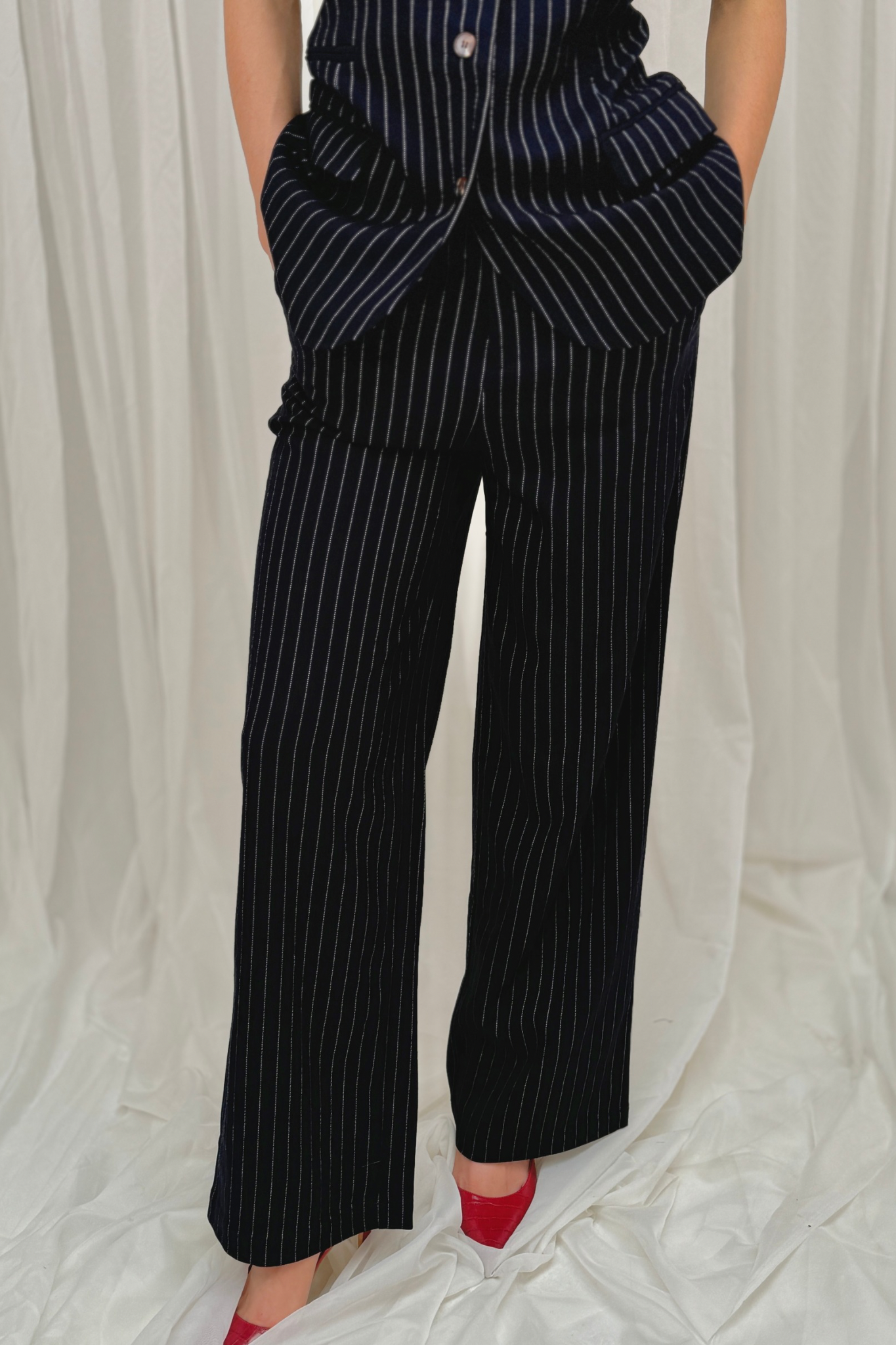 Jasmine Trousers In Navy Pinstripe