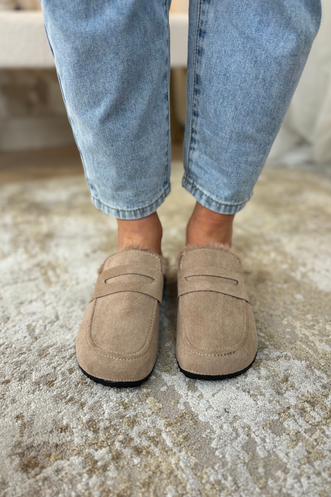 Sadie Faux Suede Mule In Neutral