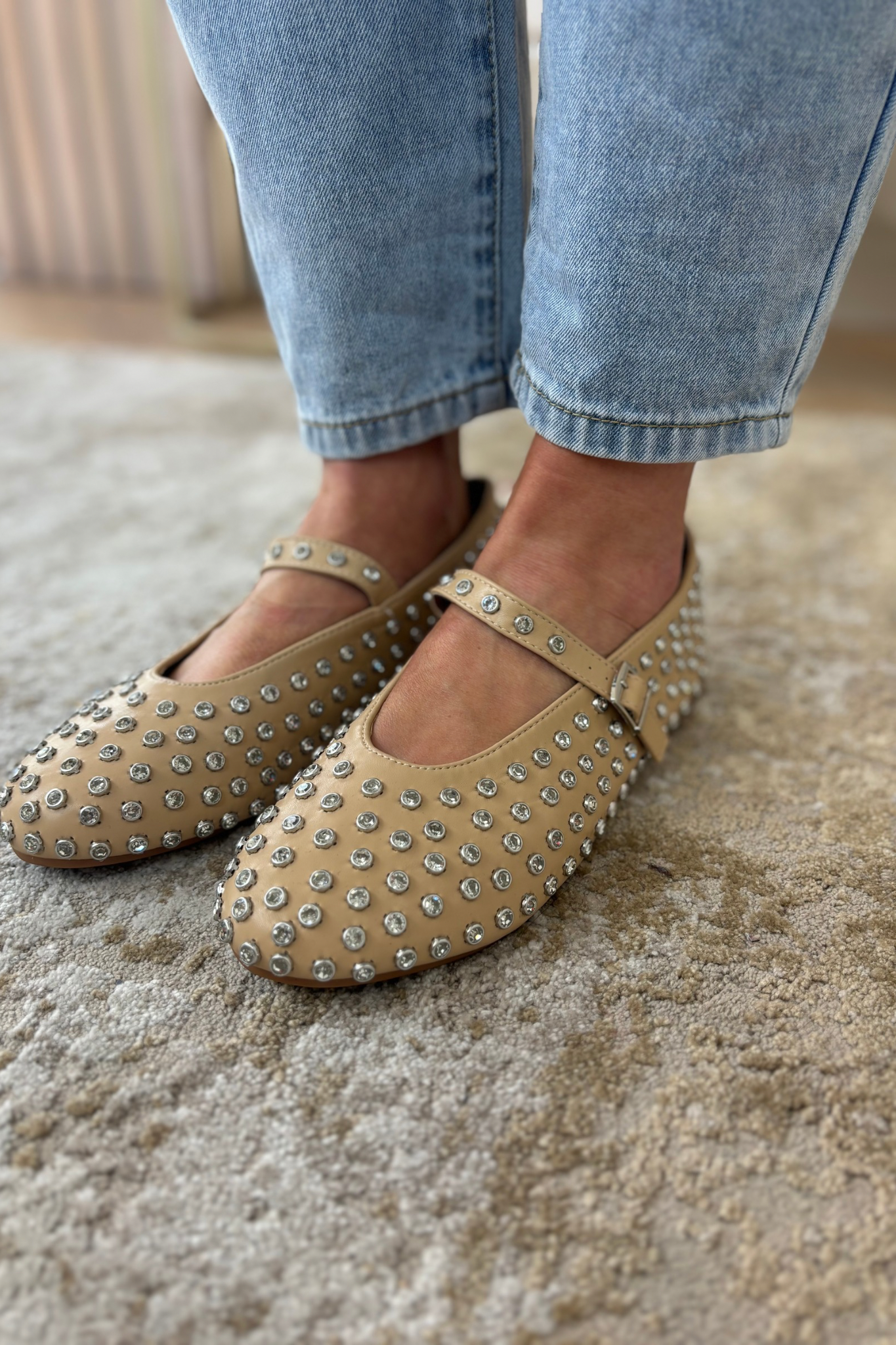 Faith Studded Flats In Neutral