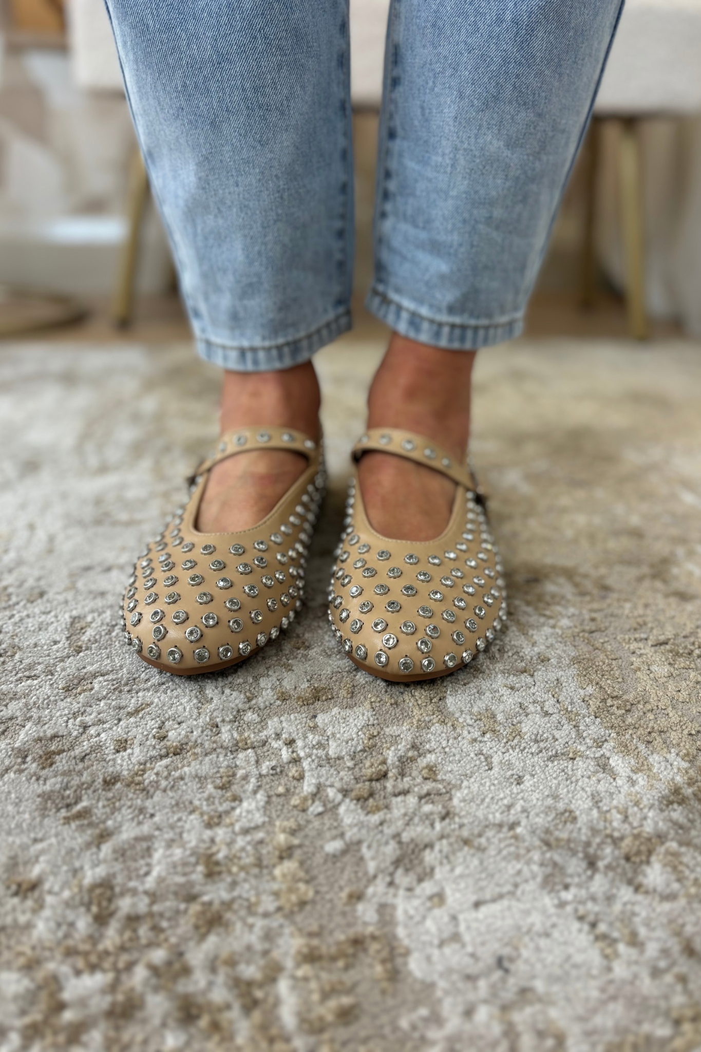 Faith Studded Flats In Neutral