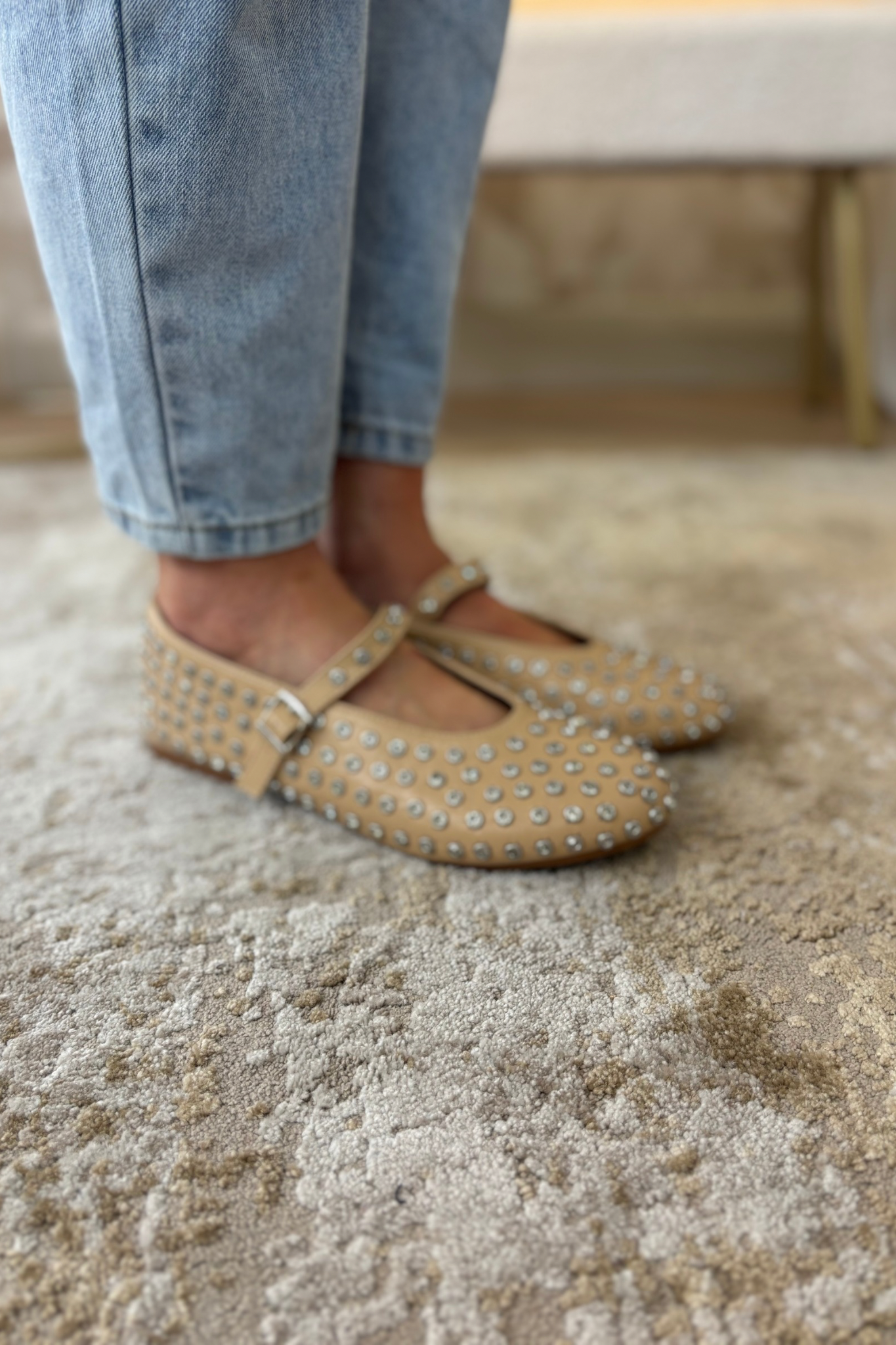 Faith Studded Flats In Neutral