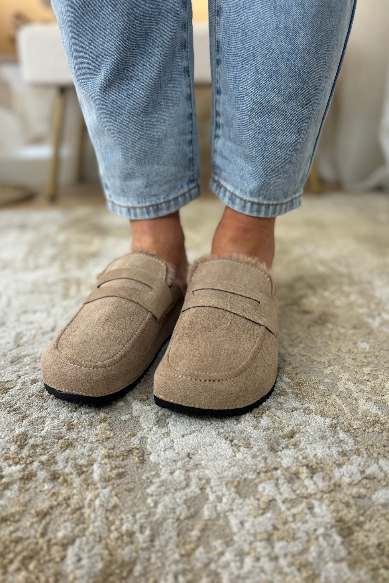 Sadie Faux Suede Mule In Neutral