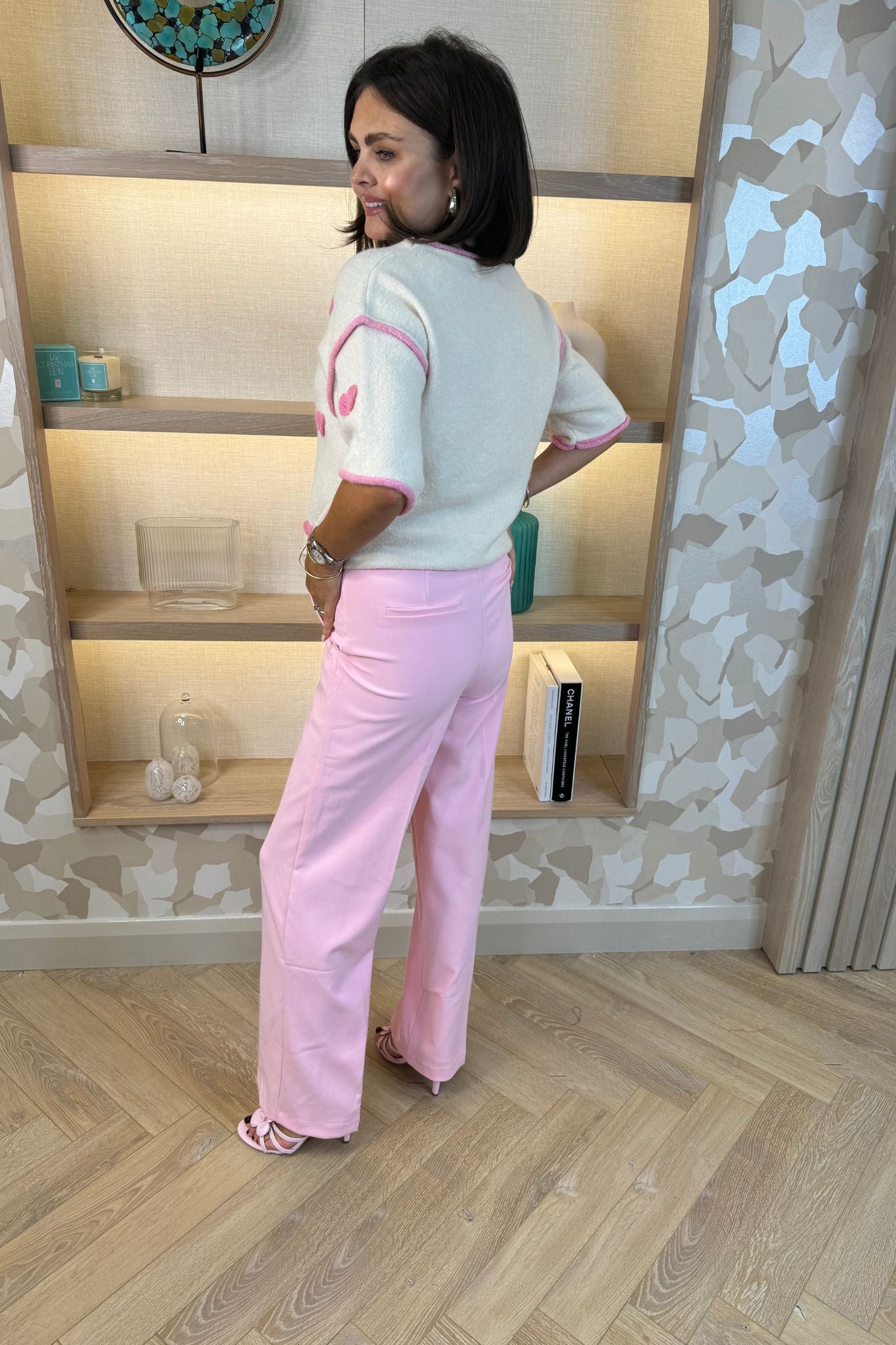 Freya Pleat Front Straight Leg Trouser In Candy Pink