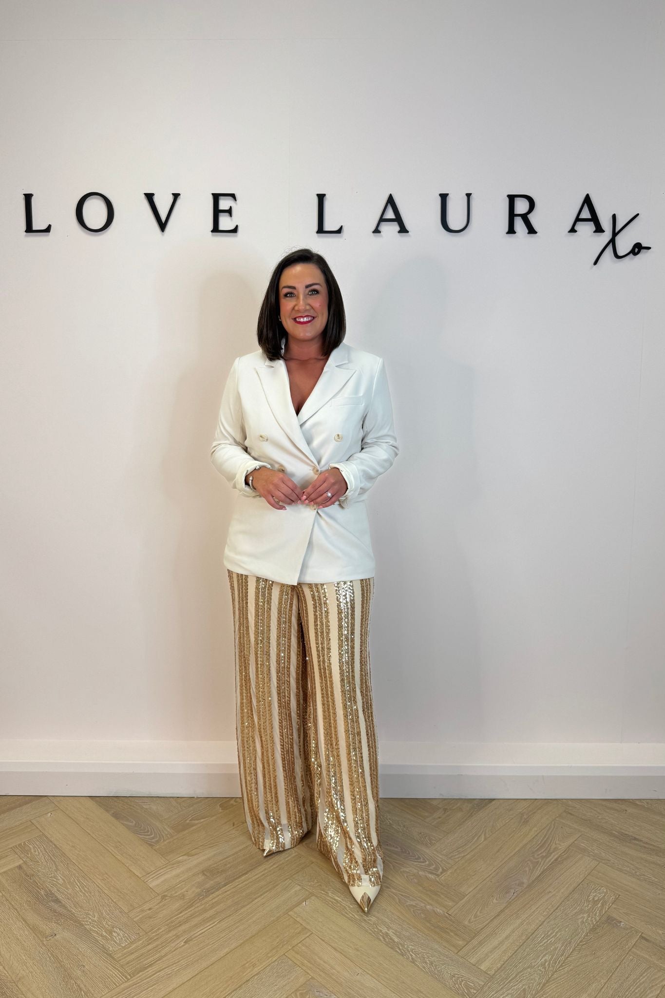 Love Laura Sequin Trouser In Champagne