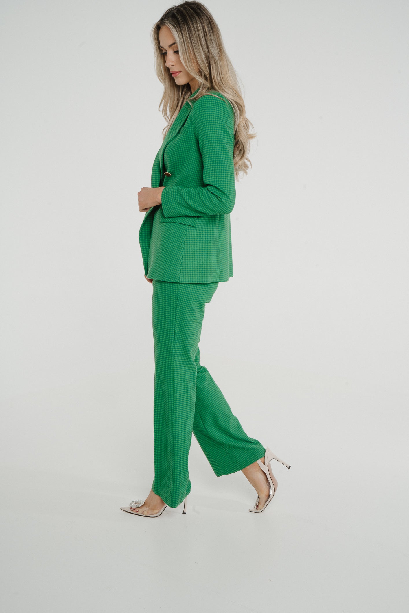 Savannah Houndstooth Two Piece In Green