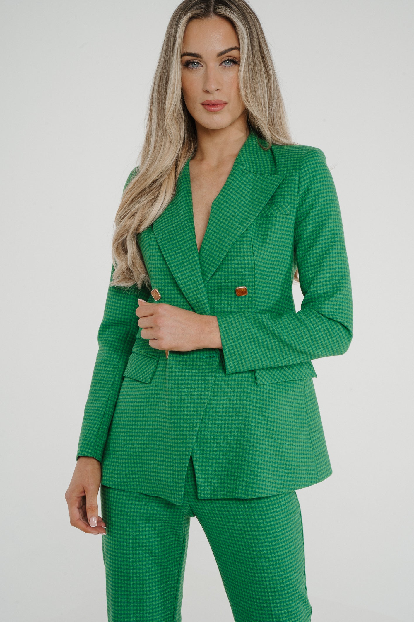 Savannah Houndstooth Two Piece In Green