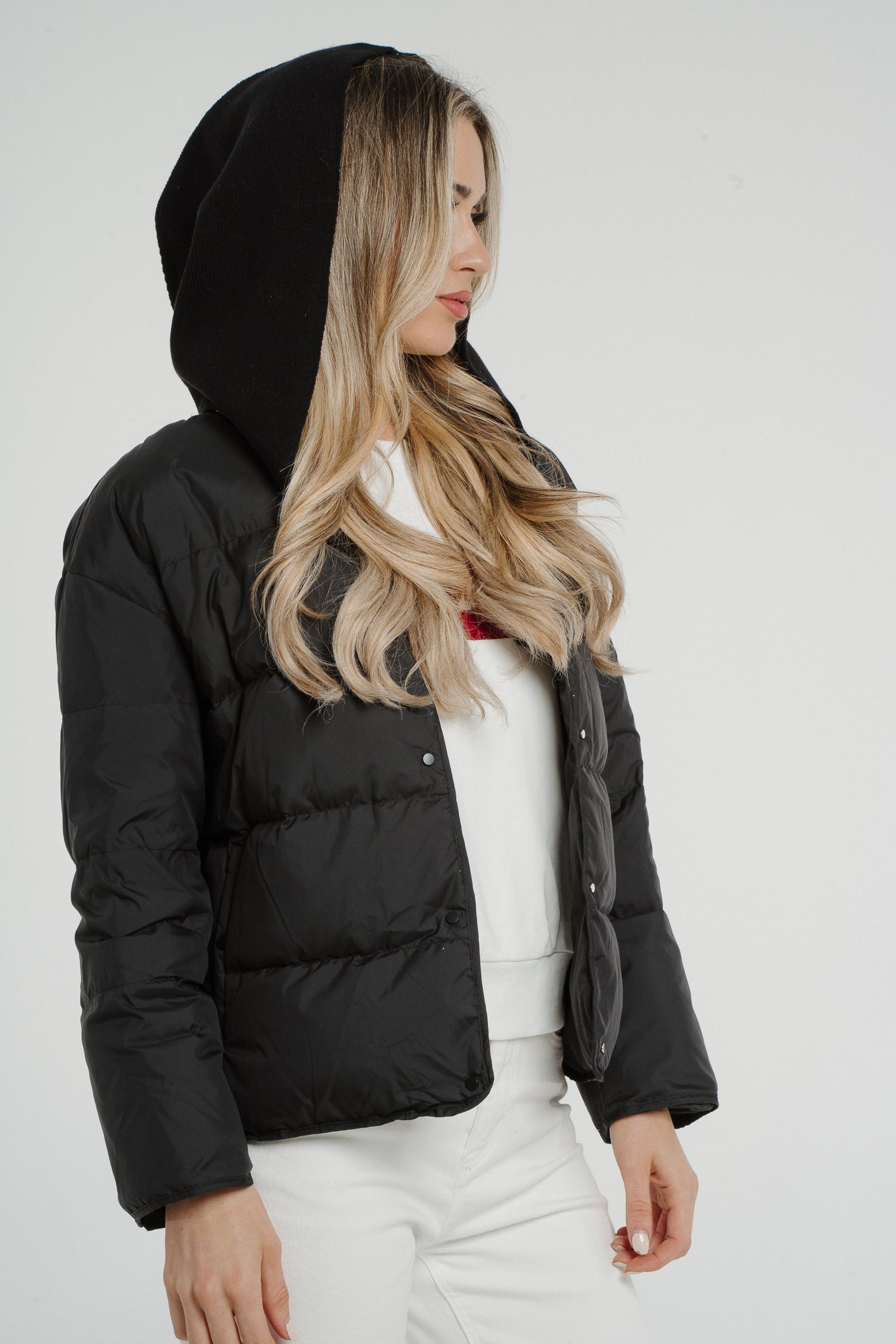 Holly Hooded Puffa Coat In Black