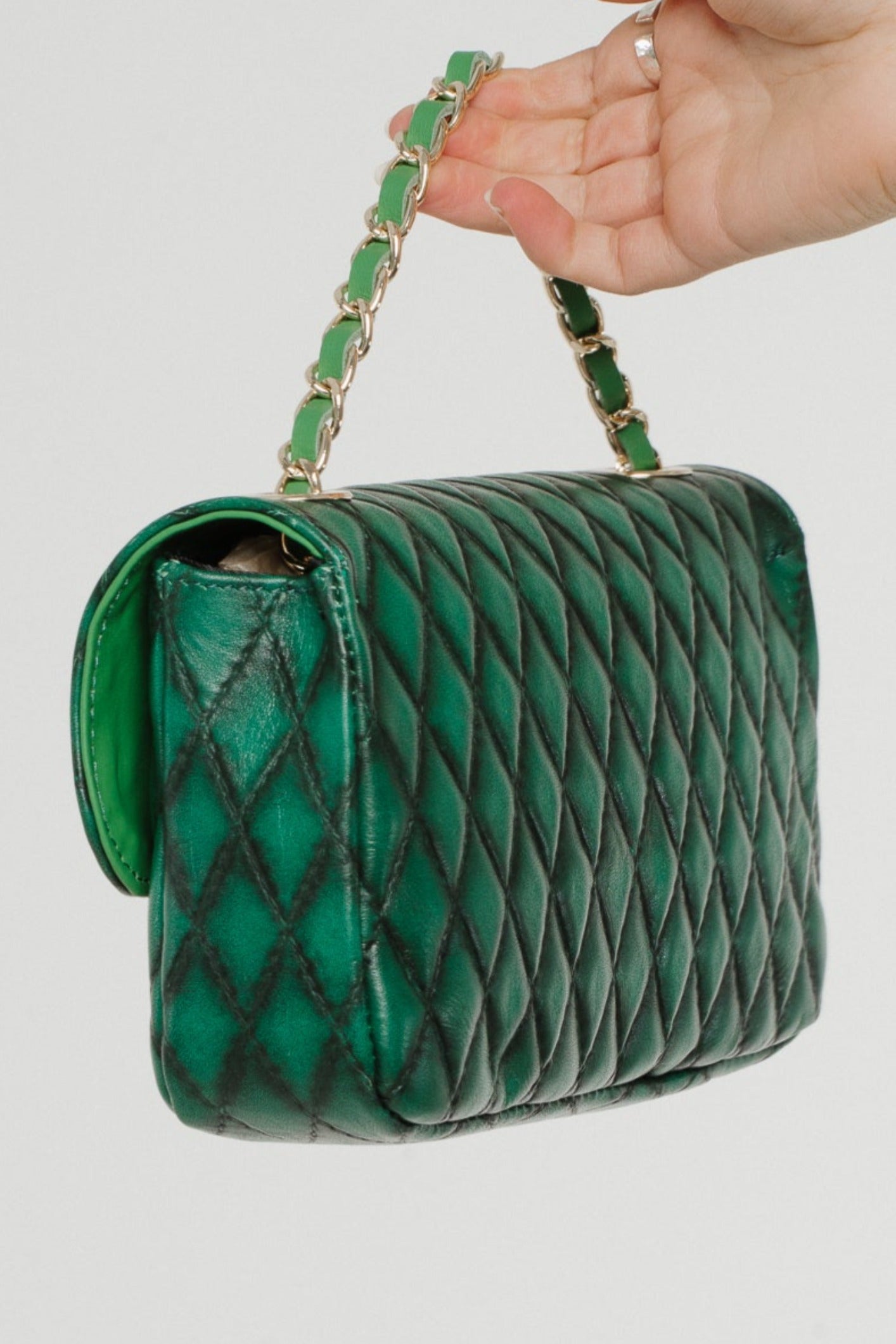 Amber Quilted Bag In Green