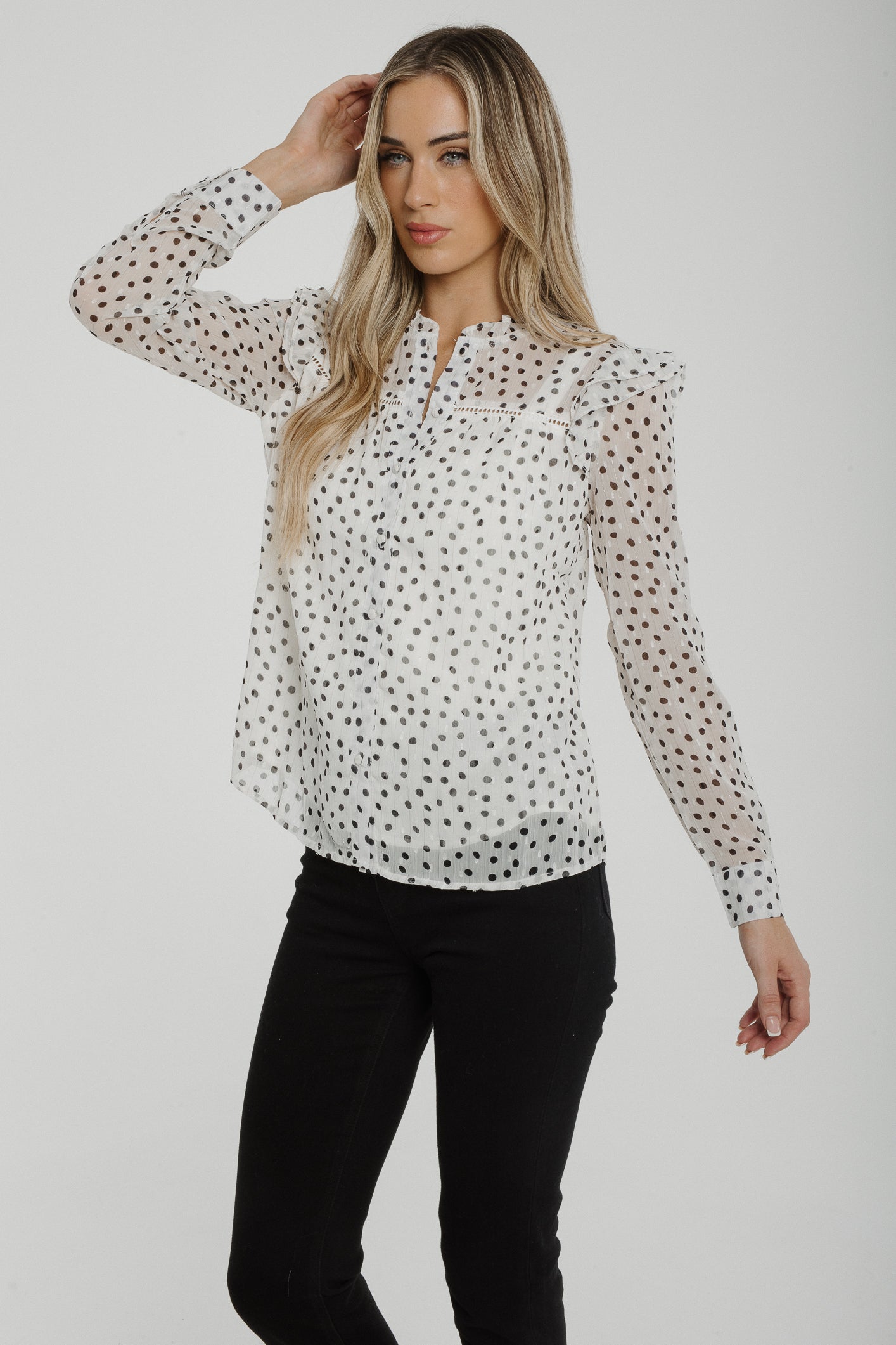 Lily Spotted Blouse In Black & White