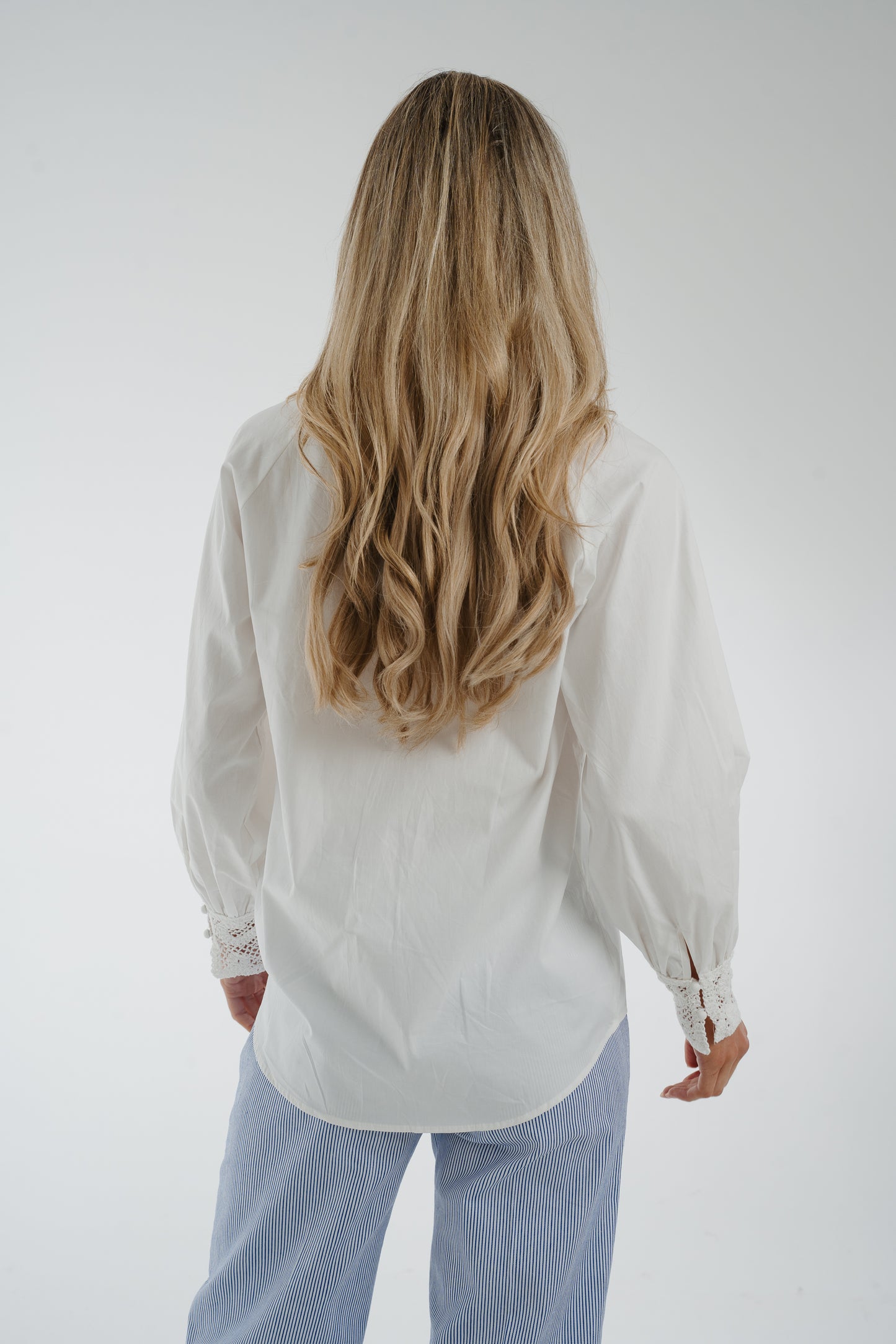 Holly Lace Trim Shirt In White