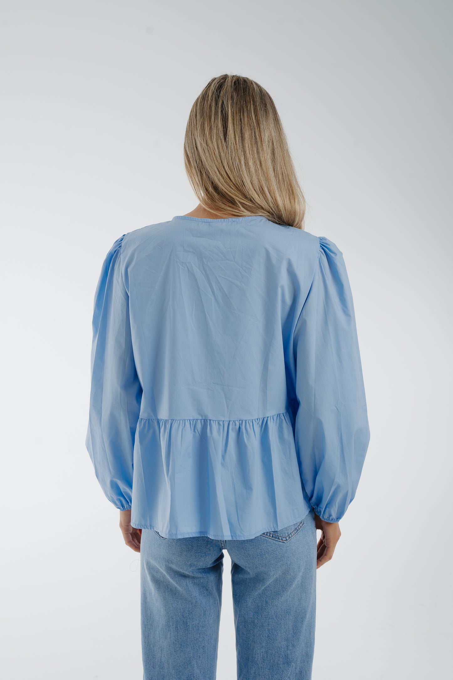 Poppy Bow Detail Blouse In Blue