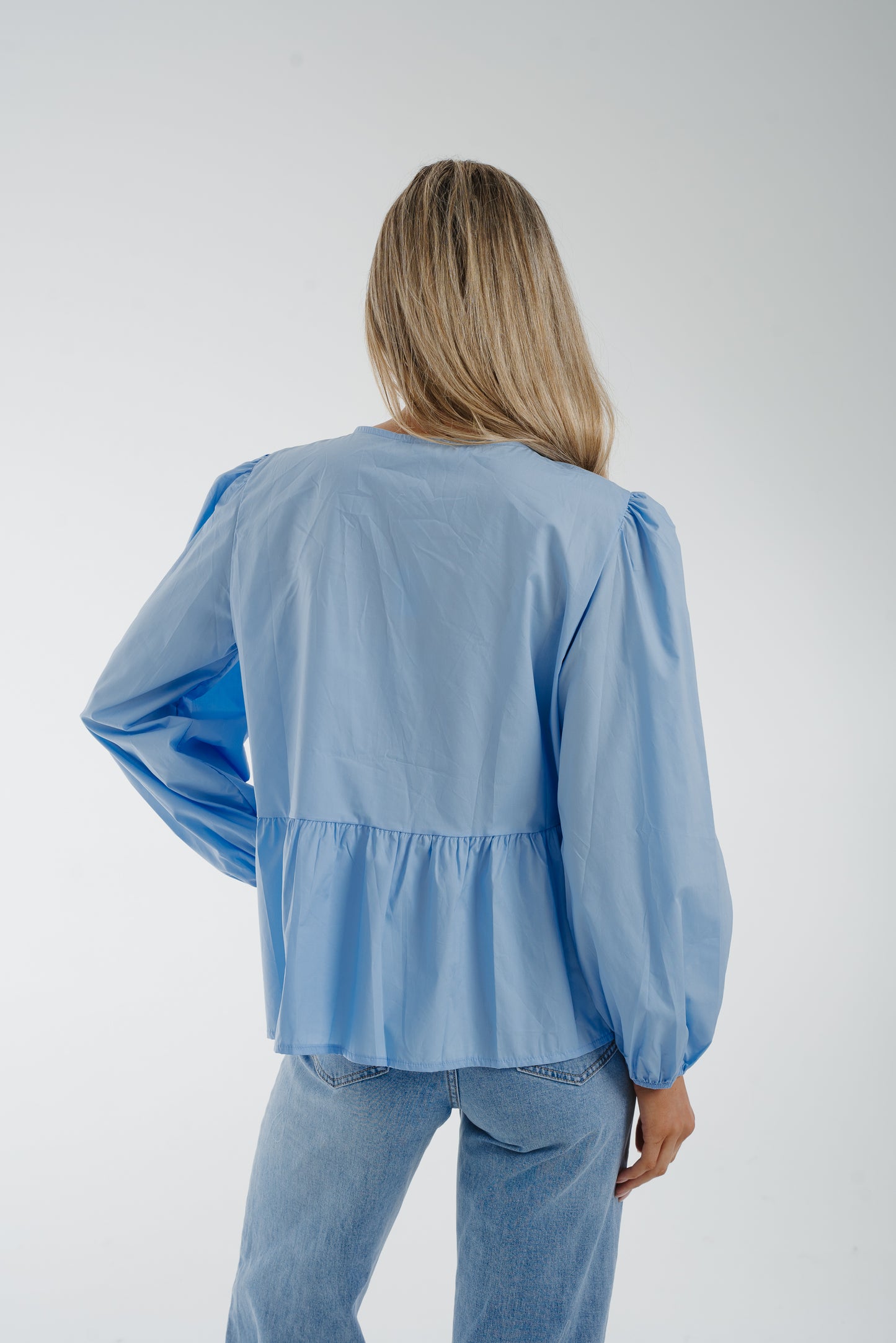 Poppy Bow Detail Blouse In Blue