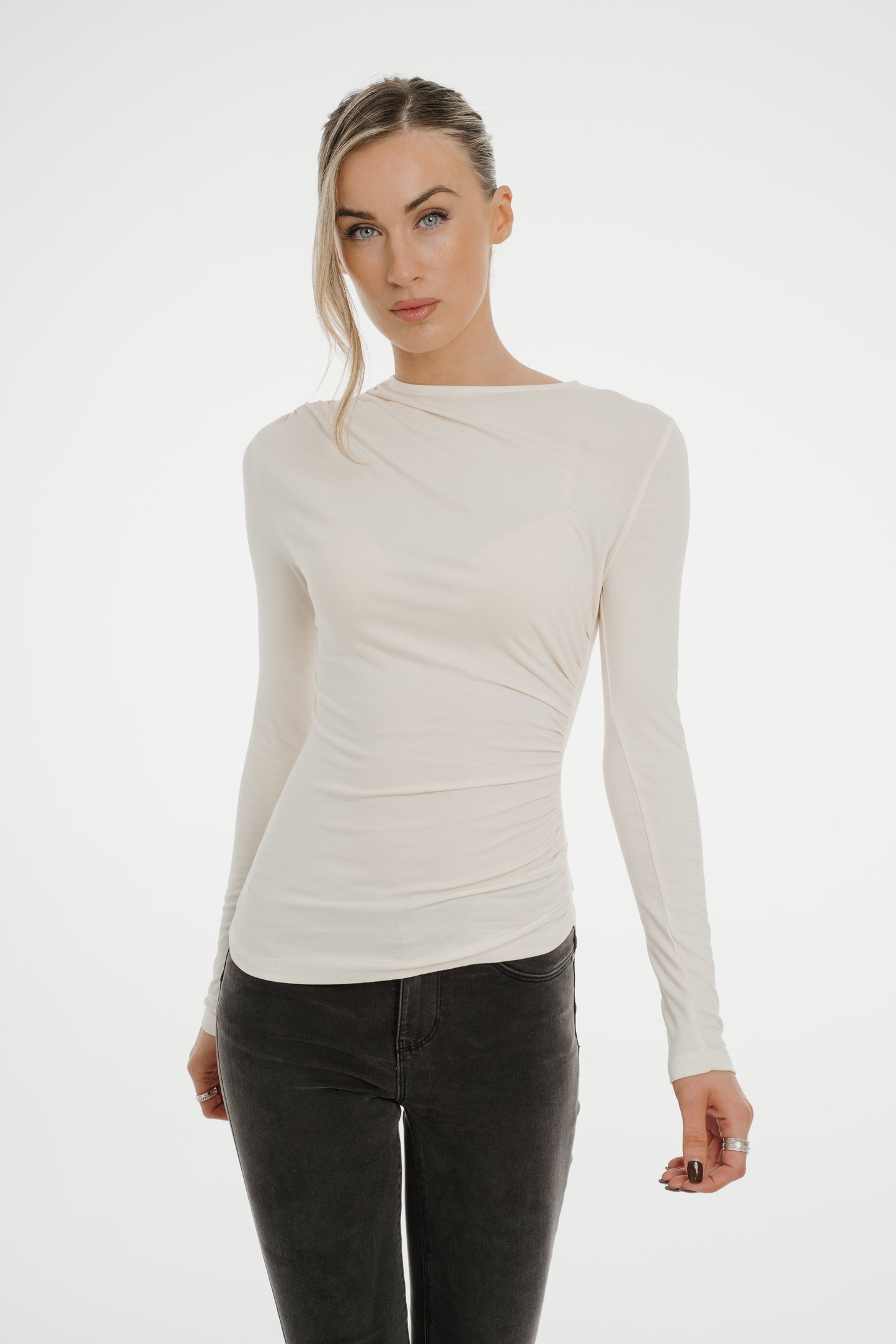 Kate Ruched Top In Cream