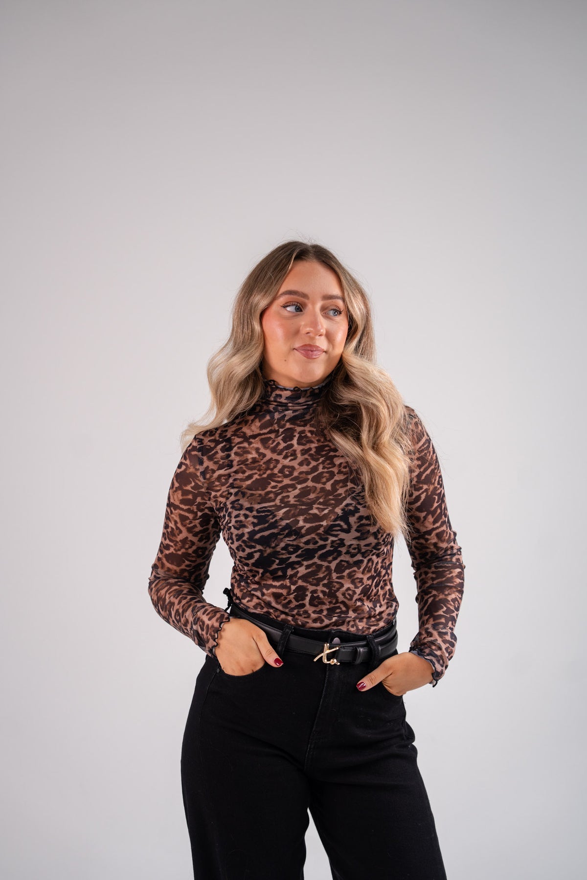 Kendra Mesh Top In Leopard Print