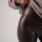 Freya Leather Look Leggings In Chocolate