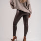 Freya Leather Look Leggings In Chocolate
