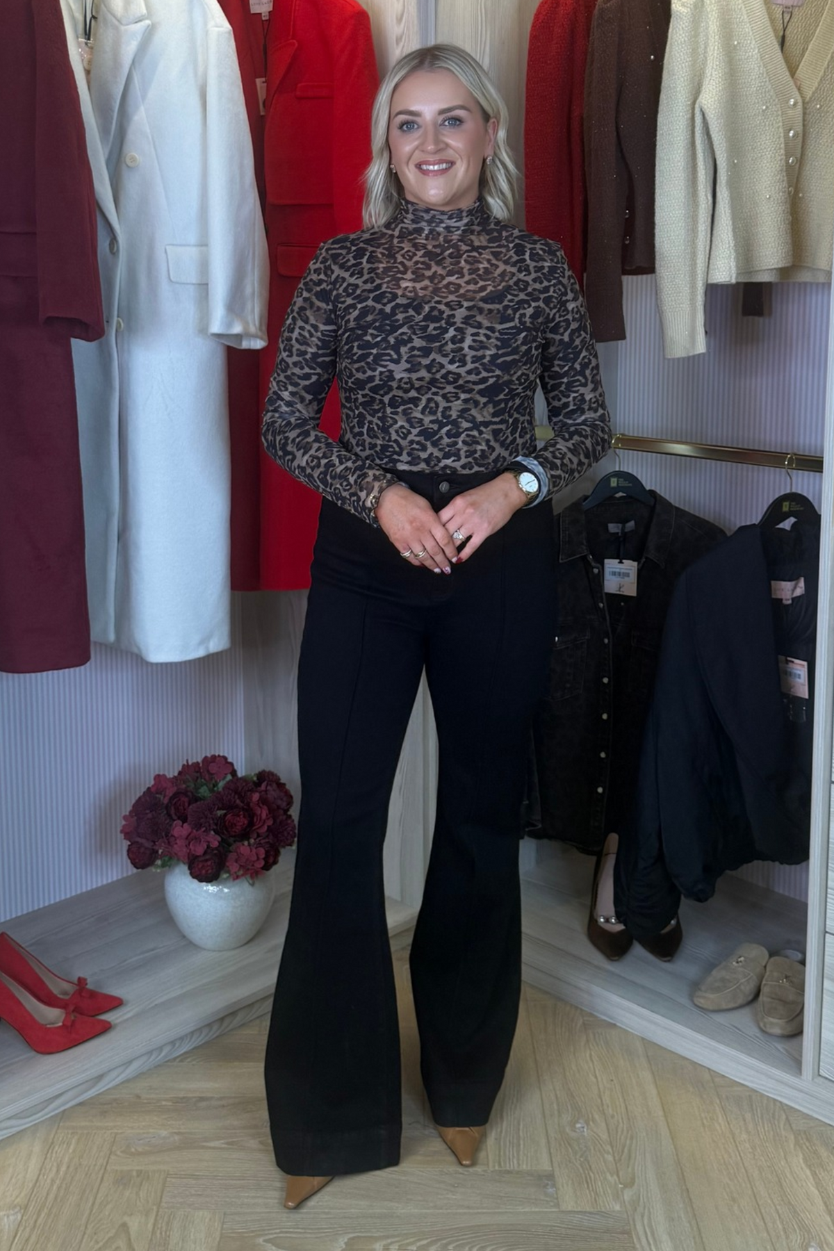 Kendra Mesh Top In Leopard Print