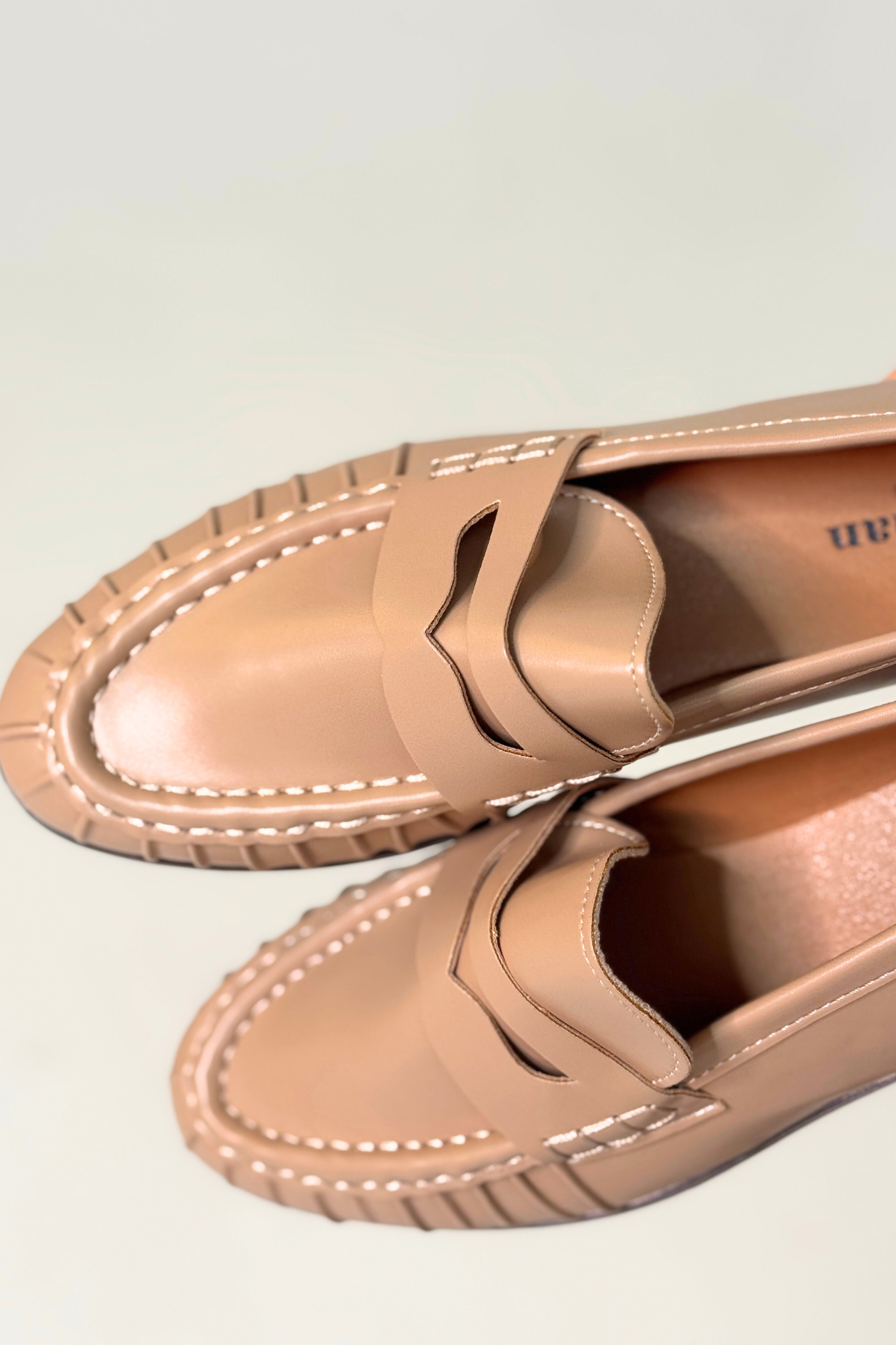 Sadie Faux Leather Loafer In Taupe