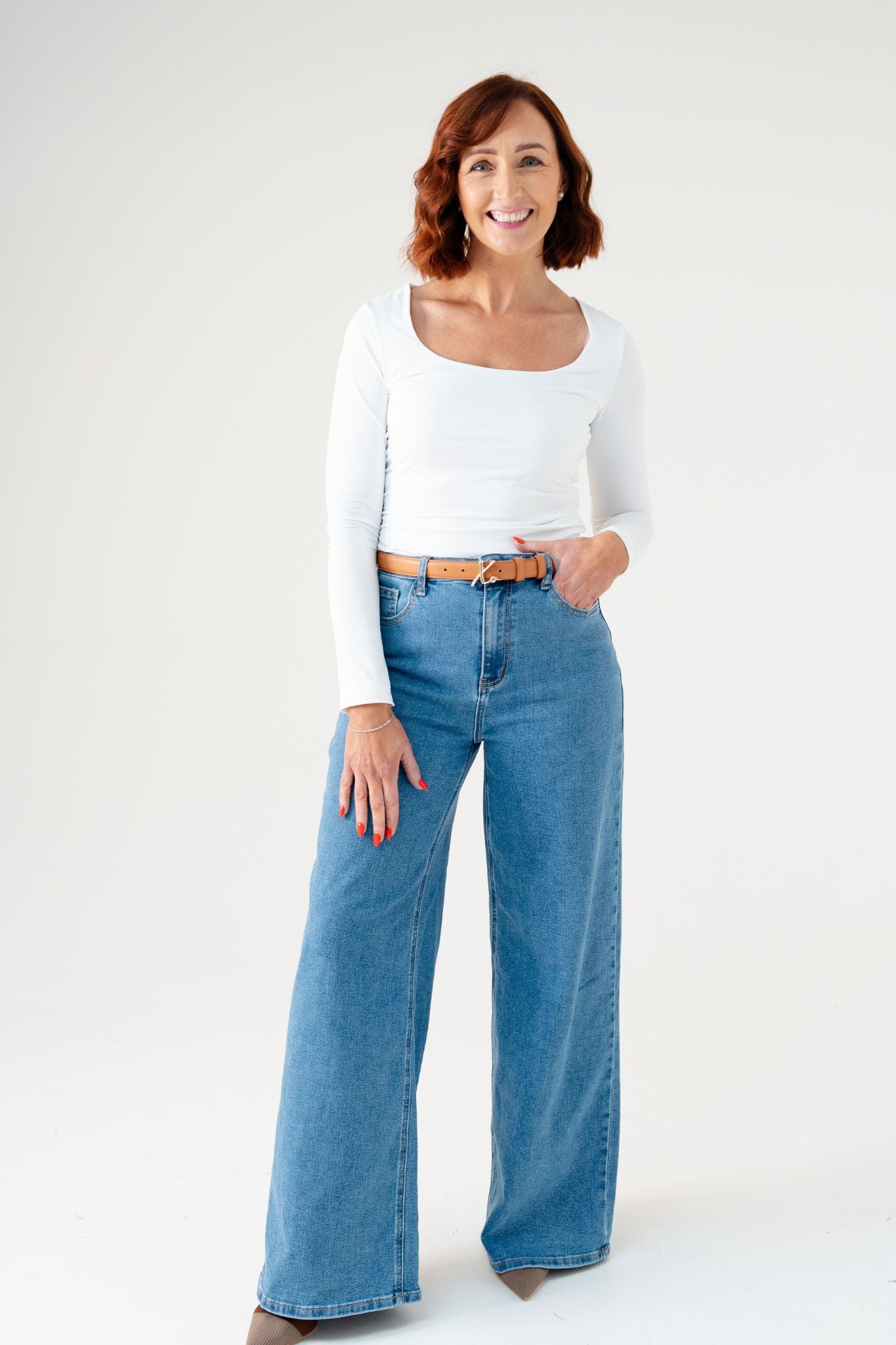 Love Laura Scoop Neck Top In White