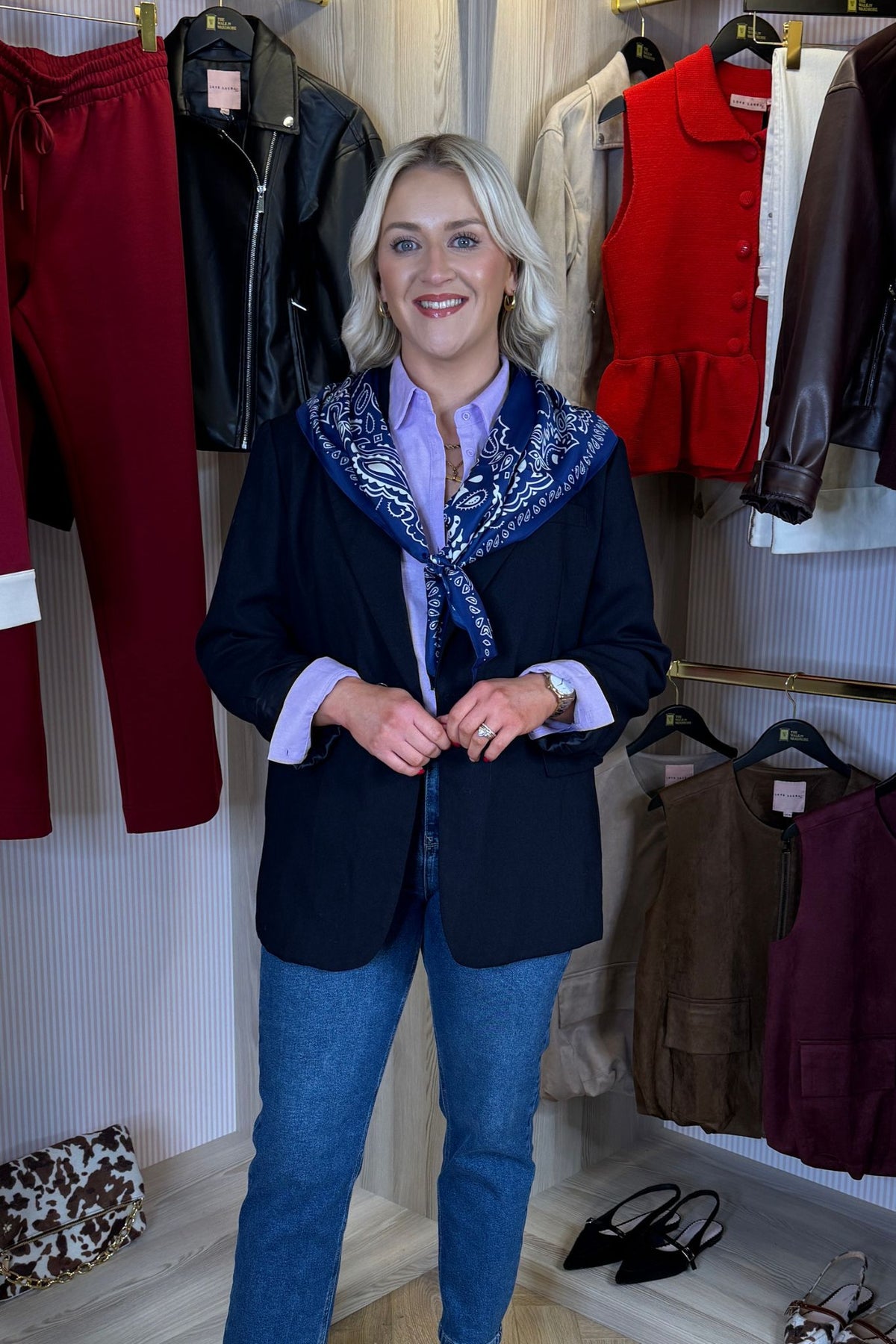 Orla Paisley Print Neck Scarf In Blue